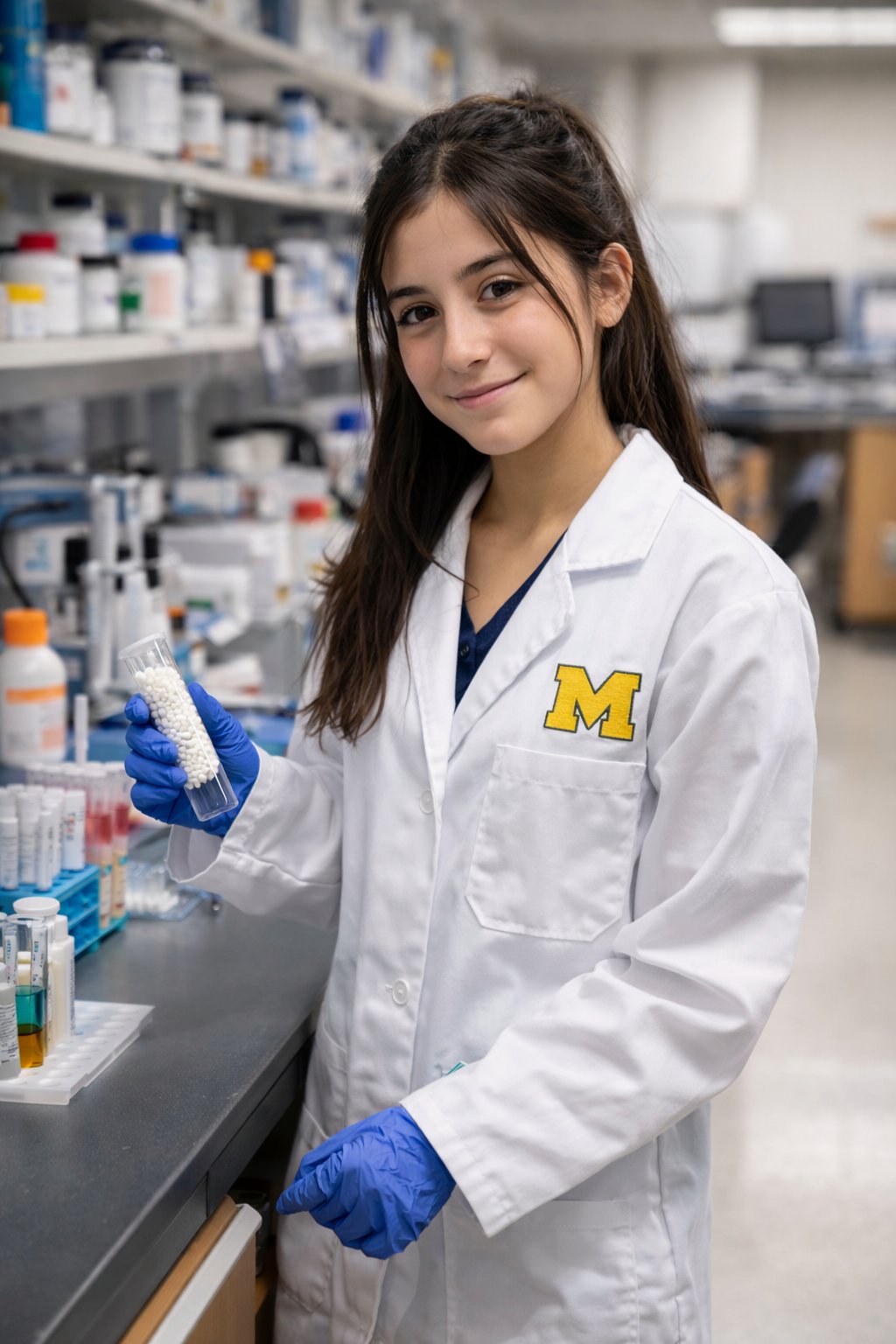 Rachel in University of Michigan pharmacology lab
